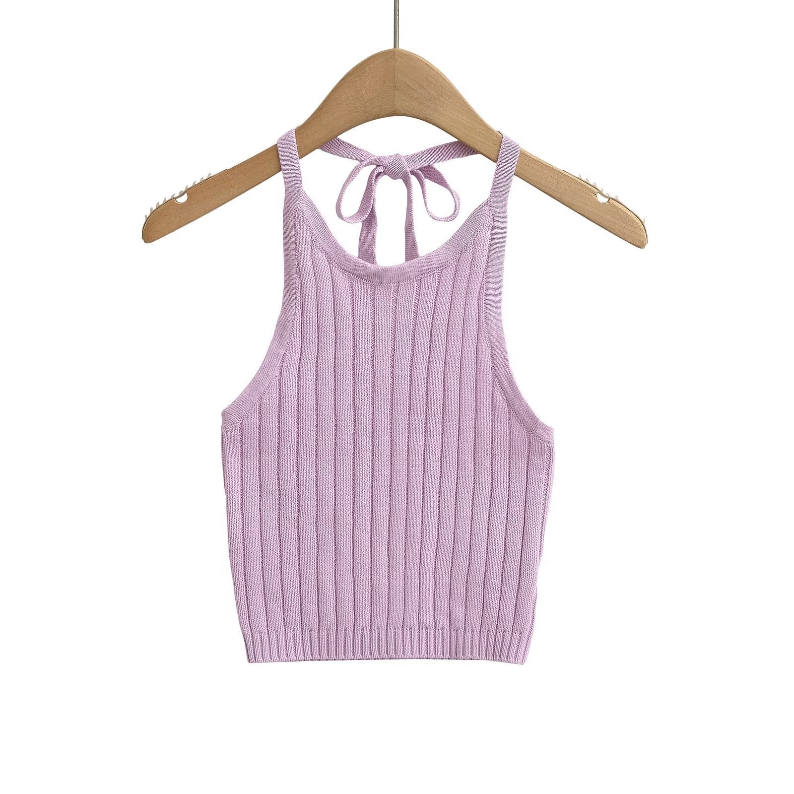Dam Topp Ärmlös Ribbstickad Lekfull Design 3