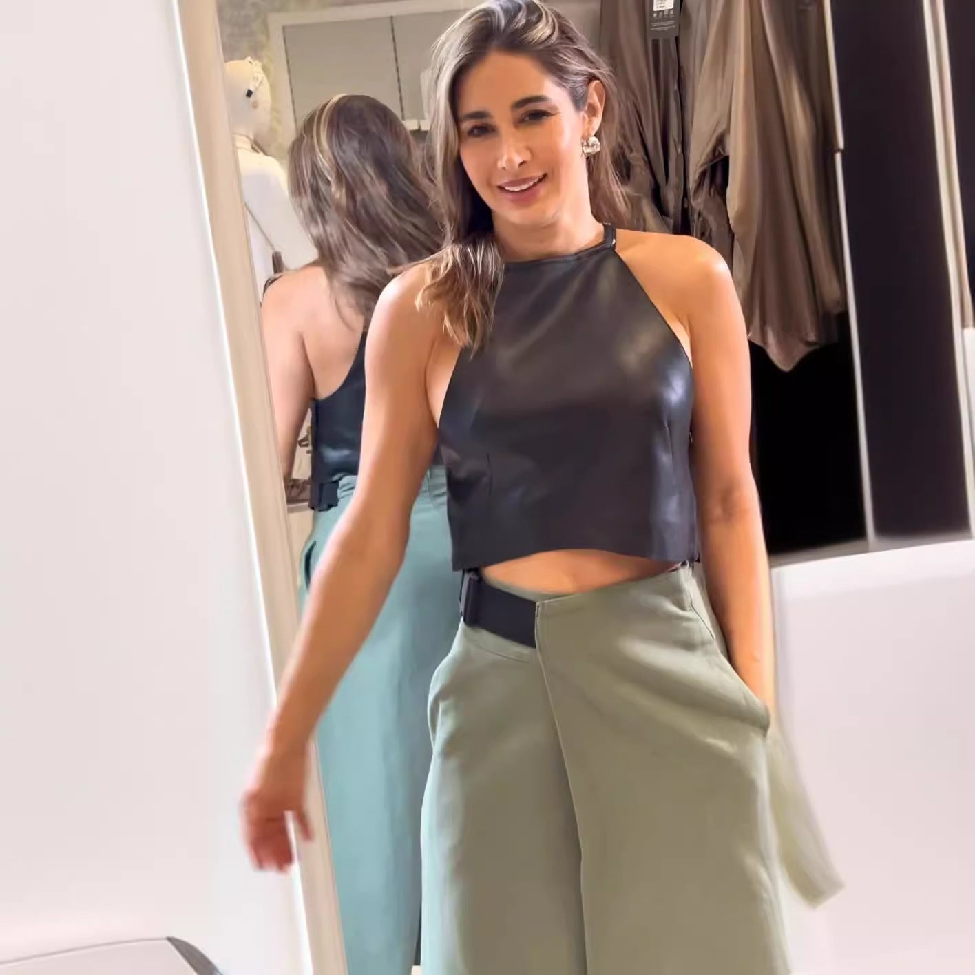 Kvinna Midi Kjol Asymmetrisk Polyester och Spandex-4