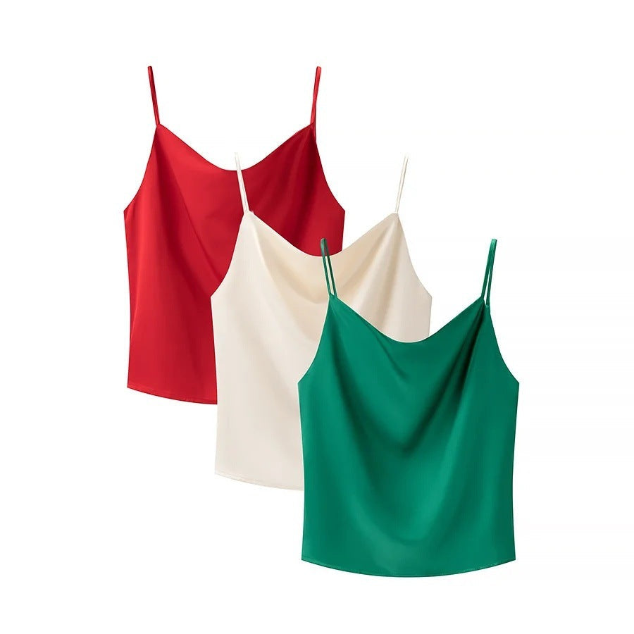 Dam Satin Topp Justerbara Spaghetti Band Elegant 2