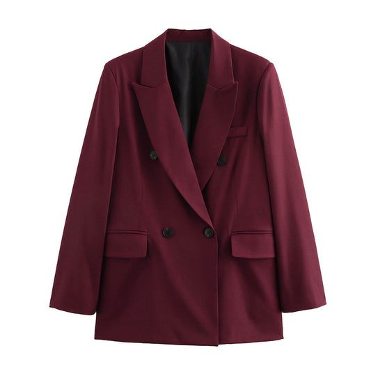 Kvinnors Blazer Dubbelrast Elegant Högkvalitativt Tyg-1