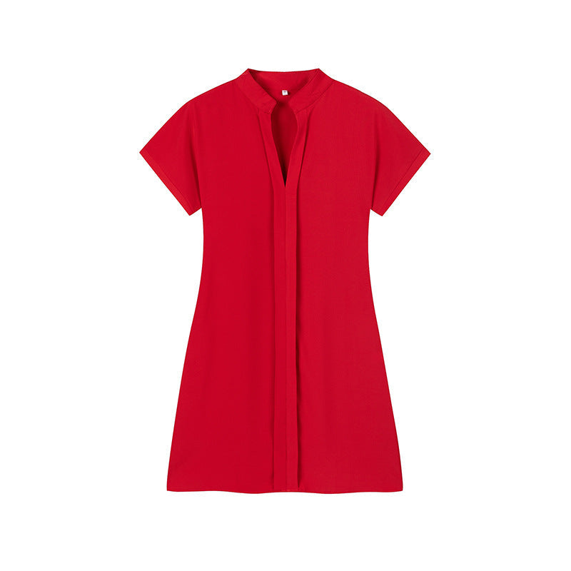 Variant image for Kvinnors Midi Klänning A-Line Polyester Kort Ärmar-11