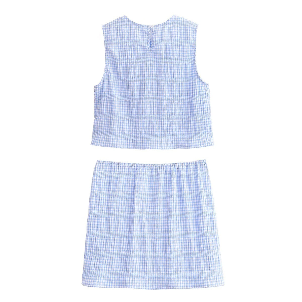 Kvinnors Tvådelad Uppsättning Ärmlös Topp Samlad Kjol Andningsbart Material-2