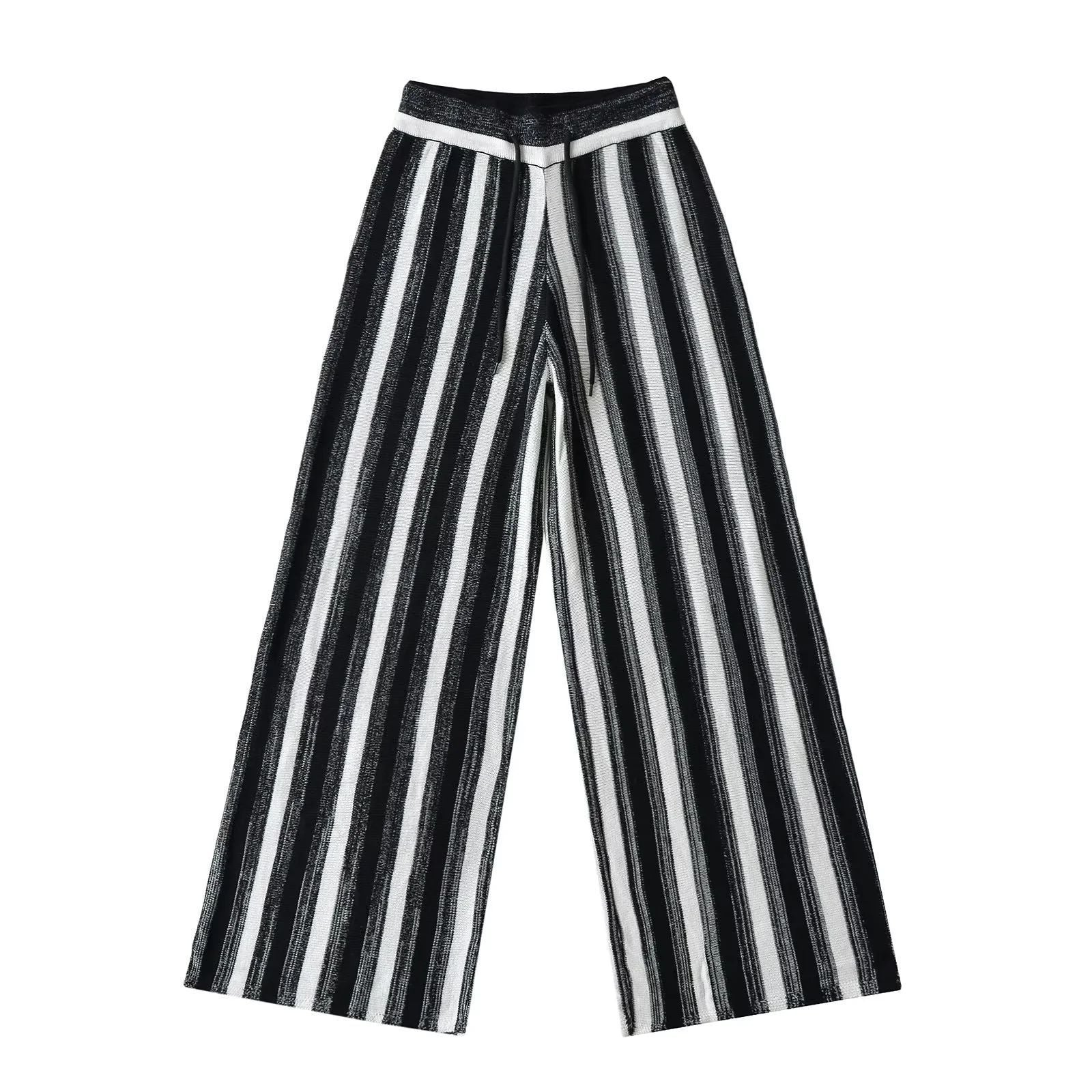 Kvinnors Palazzo-byxor Strukturerat Stripmönster Polyester 3