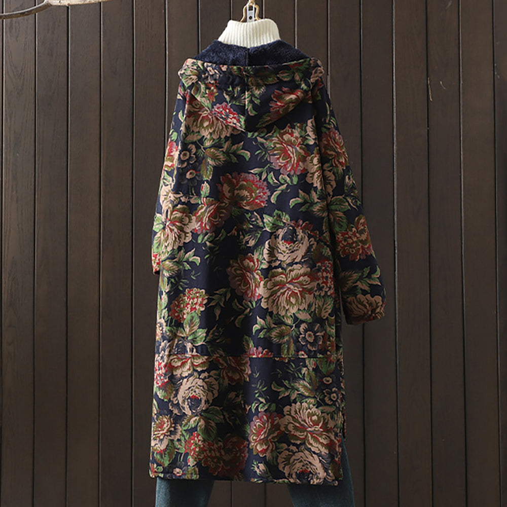 Dam Kappa Vintage Blommigt Tryck Lätt Polyester-5