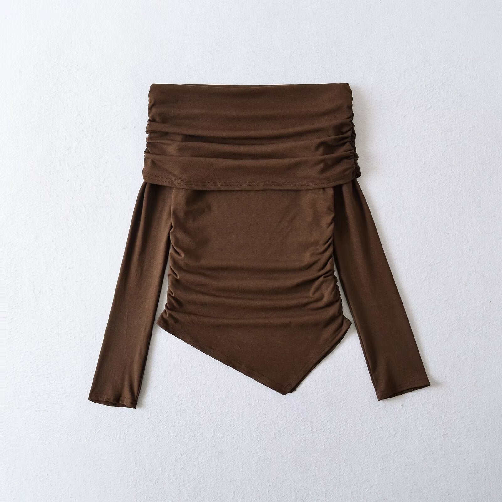 Kvinnors Topp Wrap Design Mjukt Tyg med Dekorativa Ruffle Element 4