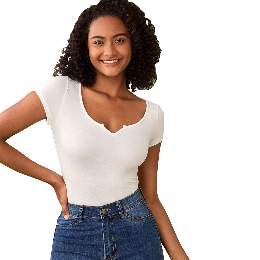 Dam Klänning Kortärmad V-ringad Elastisk Material 5