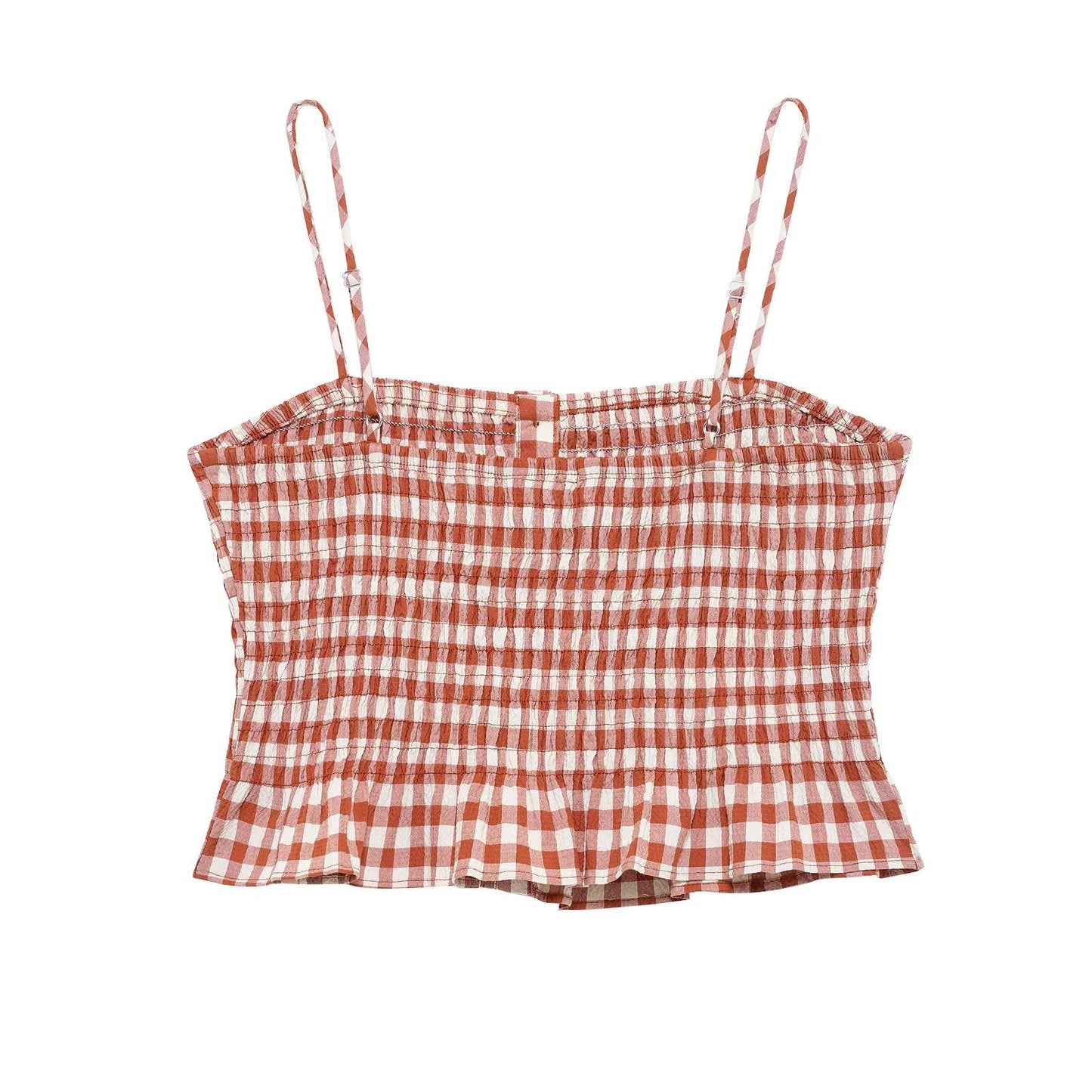 Dam Spaghetti Top Med Volangkant Streetwear Polyester-4