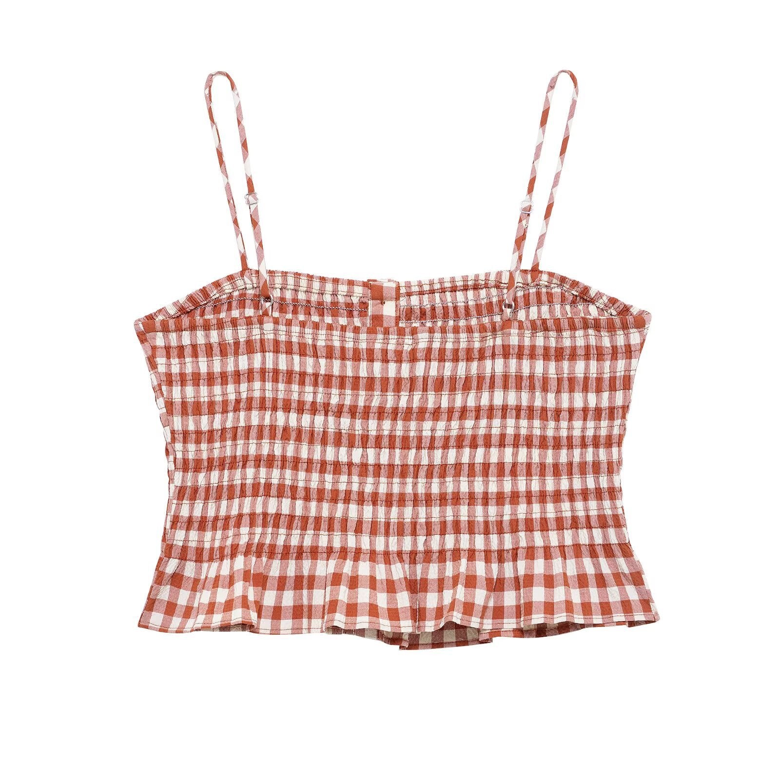 Dam Spaghetti Top Med Volangkant Streetwear Polyester-4