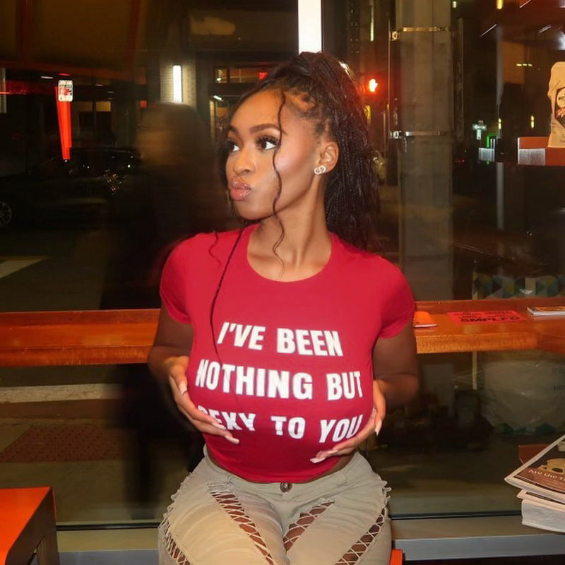 Variant image for Kvinnors Skördetopp Figurnära Bomull med Uttalande Tryck-2