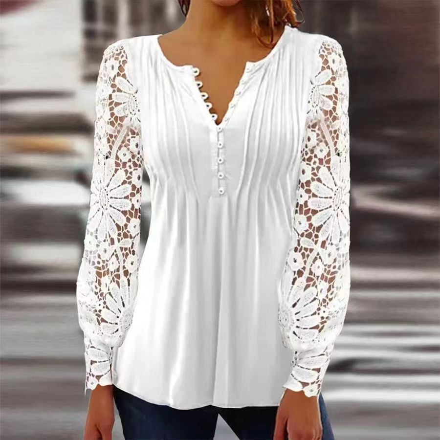 Variant image for Dam Blus med Blommiga Ärmar Hög Kvalitet Polyester-1