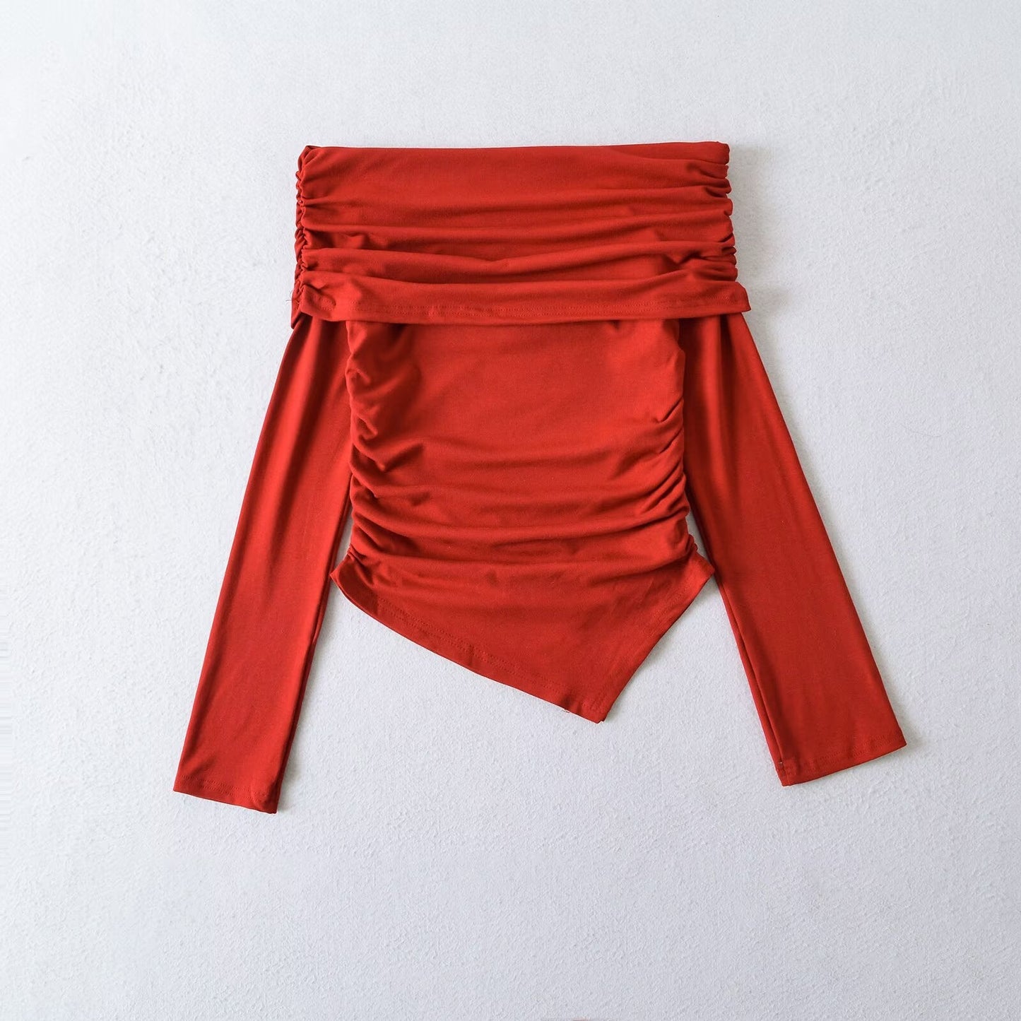 Kvinnors Topp Wrap Design Mjukt Tyg med Dekorativa Ruffle Element 7