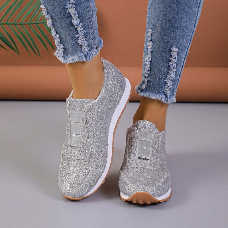 Dam Sneakers Monokrom Avslappnad Bomull PU-4