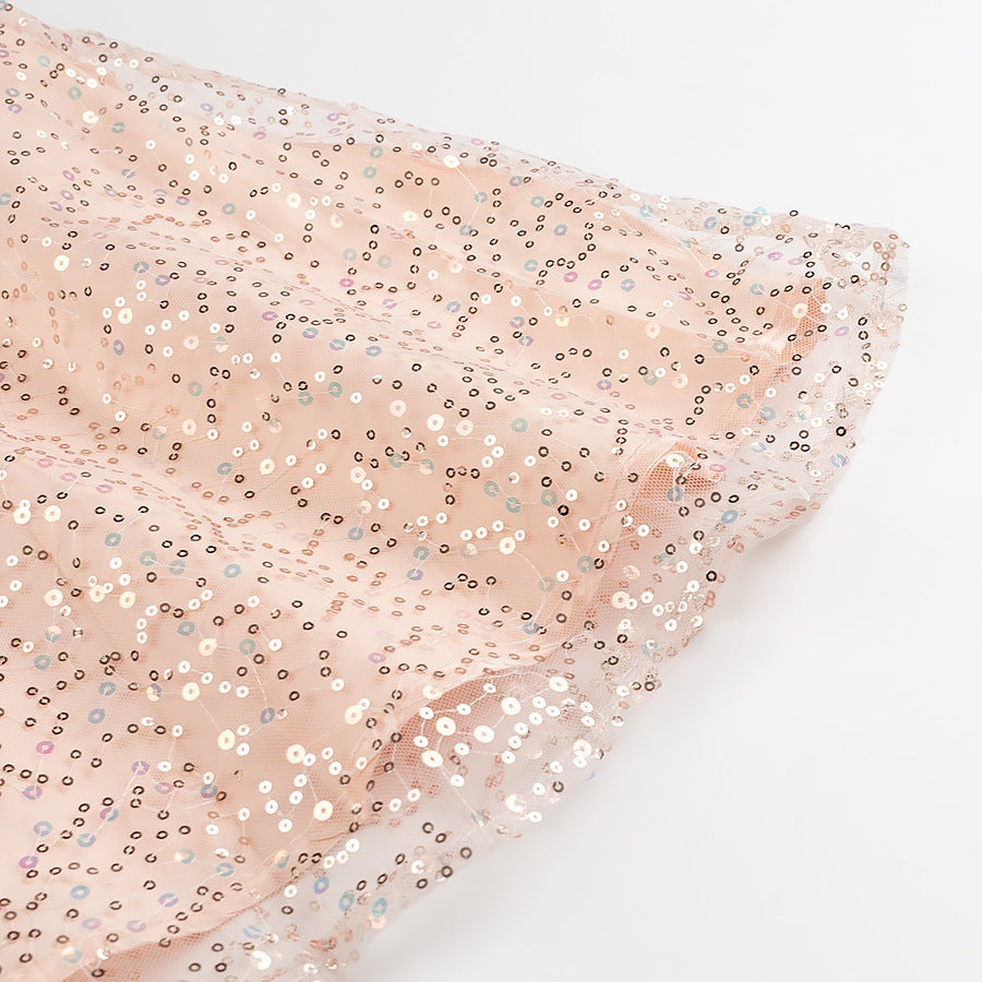 Dam Sommarklänning A-Linje Ruffle Design Med Paljetter För Bröllopsgäst och Fest 4