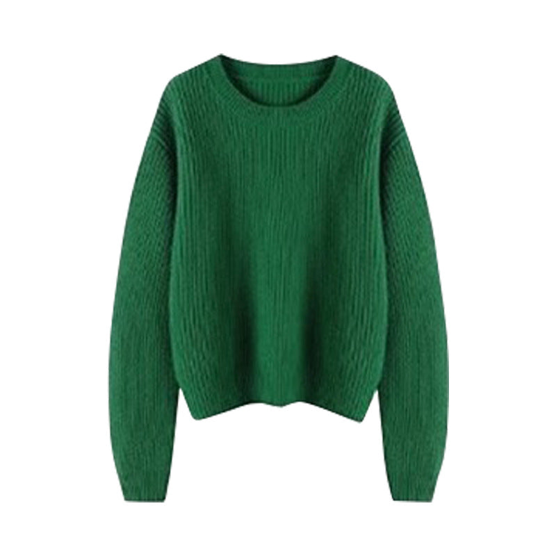 Kvinnors Kort Stickad Topp Långärmad Polyester-5
