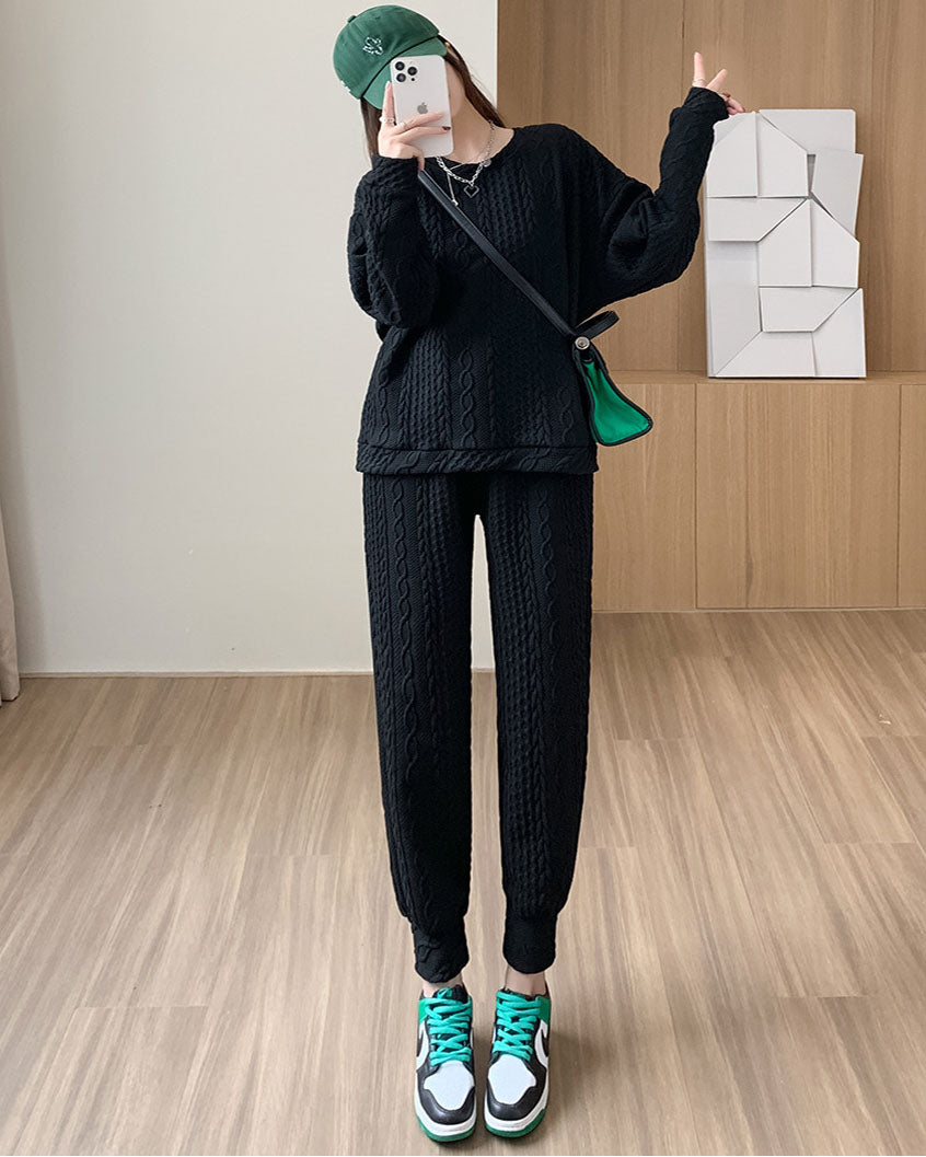 Mjukis Set för Damer – Långärmad Tröja och Dubbla Fickbyxor i Mjuk Tygblandning, Perfekt för Avslappnade Dagar 4