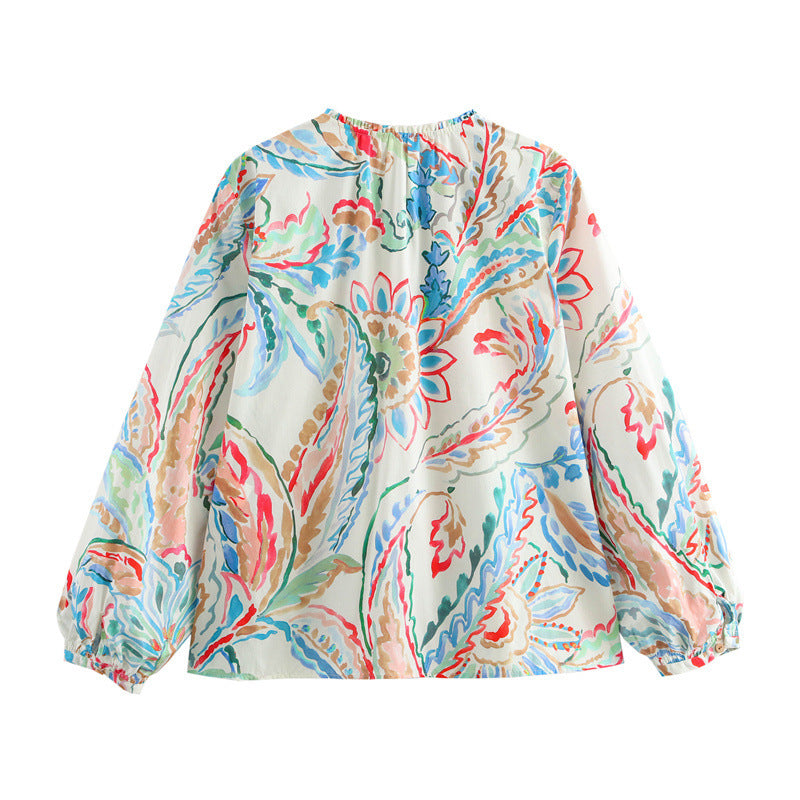 Dam Silkskjorta V-ringad Långärmad Polyester-3