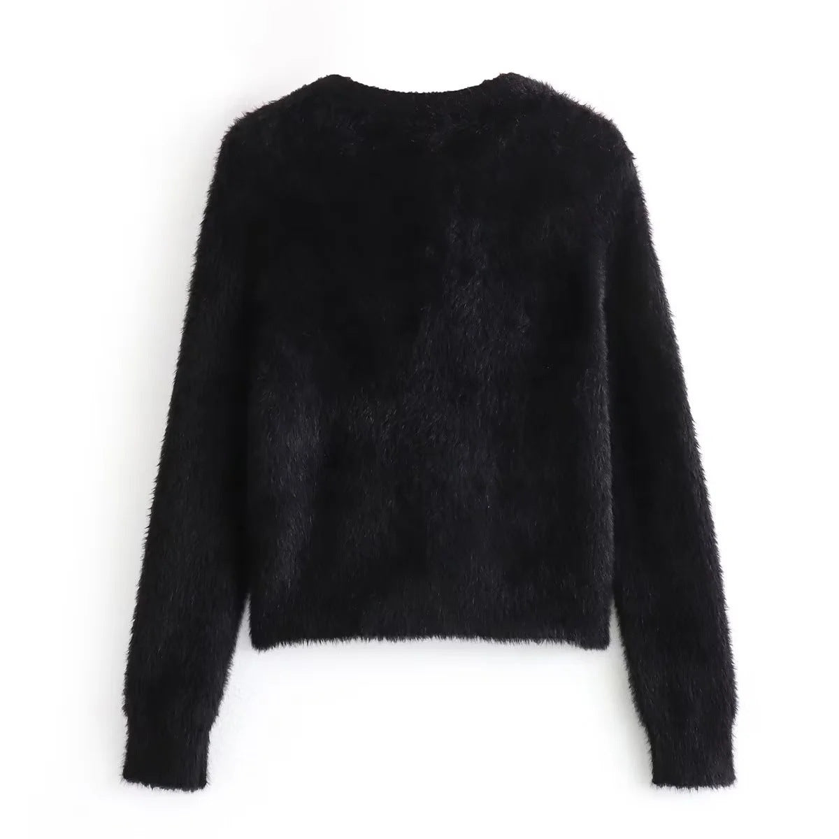 Damkofta med Blommiga Knappar Mjuk Polyester Cirkulär Halsringning 2