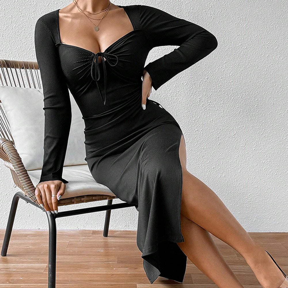 Kvinnors Midi Klänning med Fyrkantig Halsringning och A-Linjeform – Högkvalitativt Tyg, Perfekt för Sommarfest och Bröllop 2