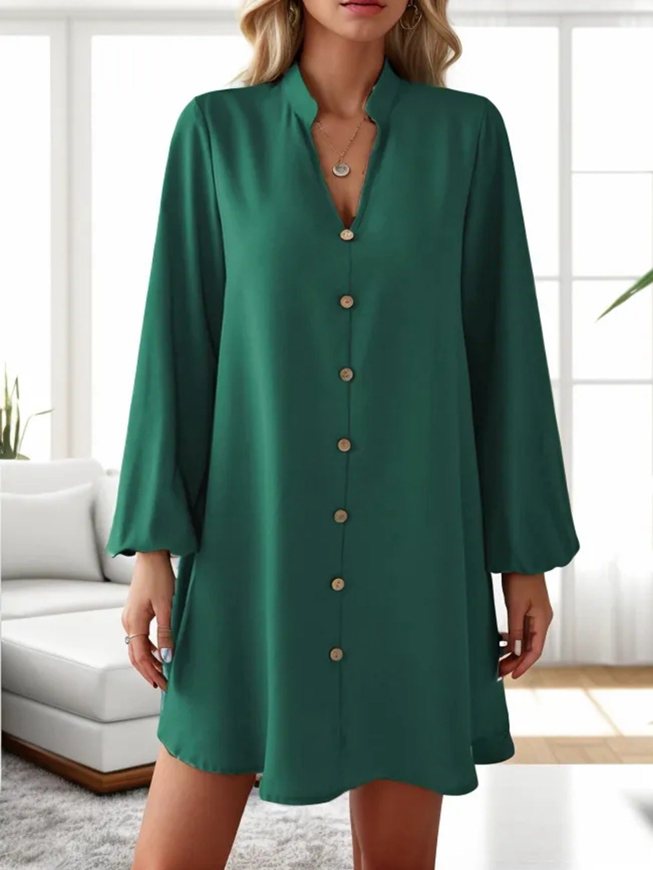Variant image for Damklänning Midi Långärmad V-Neck Polyester A-linje-6