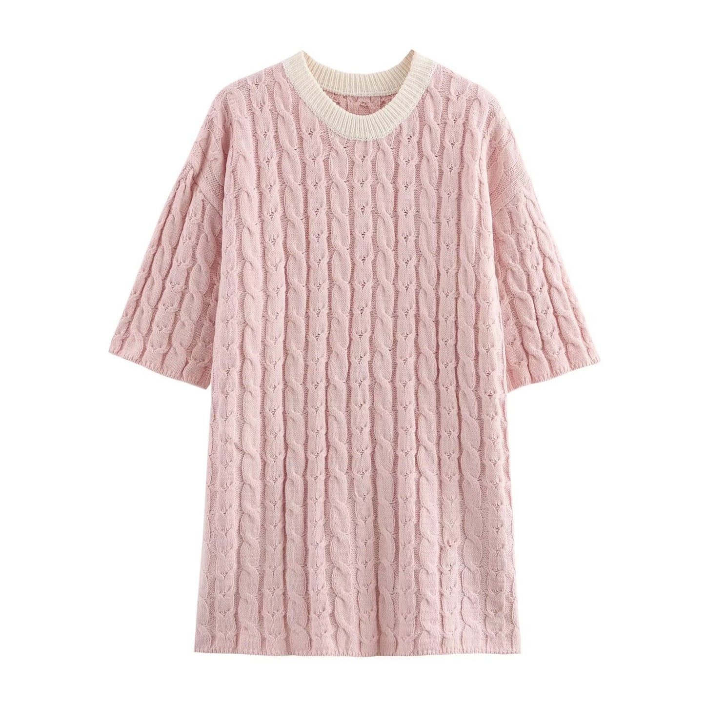 Variant image for Fina Dam Klänningar Vridna Element Kontrastfärg Polyester Elegant Kort Ärmar-10