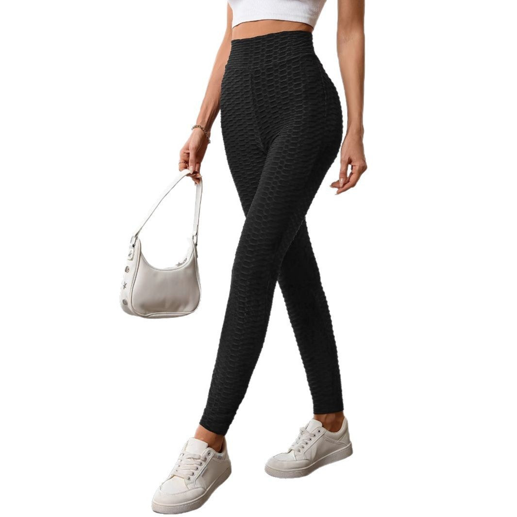Högmidjade Sport Leggings för Kvinnor – Strukturerad Polyester och Elastan, Andningsbara och Elastiska, Perfekta för Träning och Fritid 5