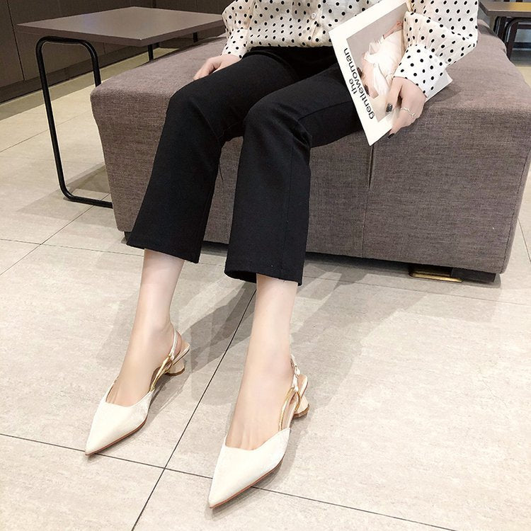 Slingback Pumps för Kvinnor med Spetsig Tå och Justerbar Metallstängning – Svart Syntetisk, Ergonomisk Sula 8