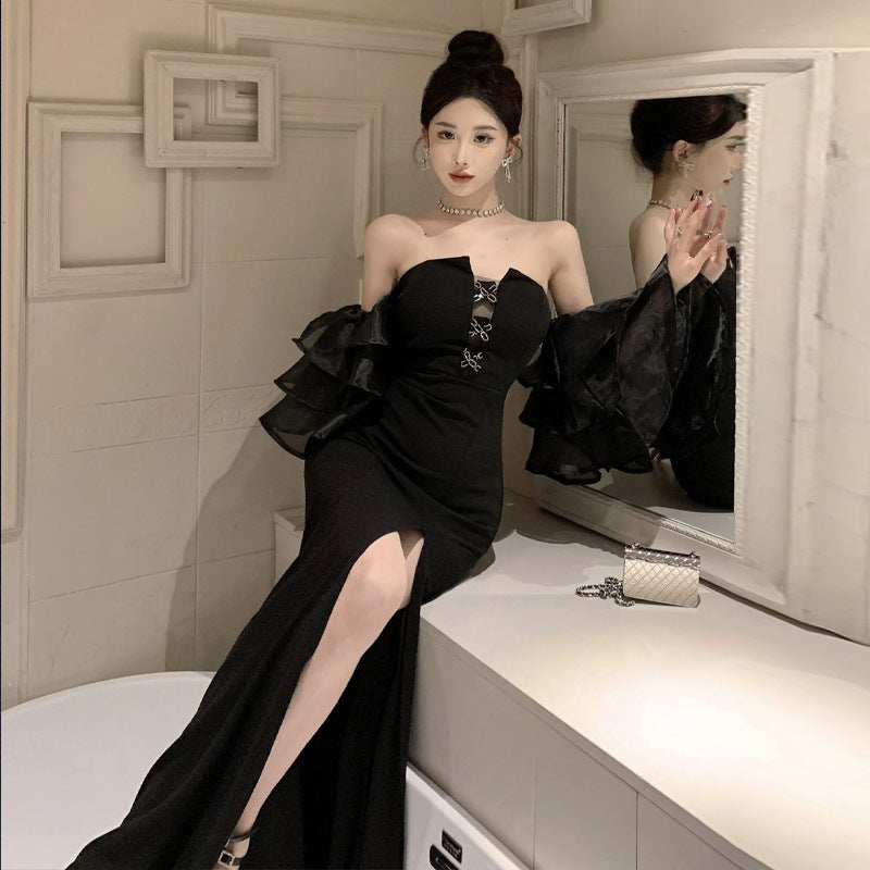 Fina Dam Klänningar Smal Fit Med Vik Ärmar Polyester-4