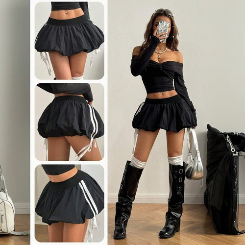 Kvinnors Minikjol Randig A-Linje Polyester-1