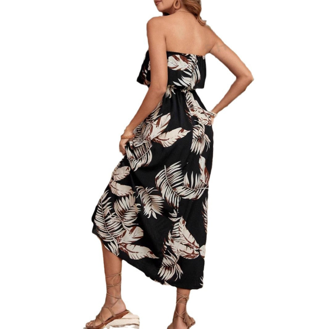 Maxiklänning Dam Asymmetrisk Ruffle Polyester för Sommar-6