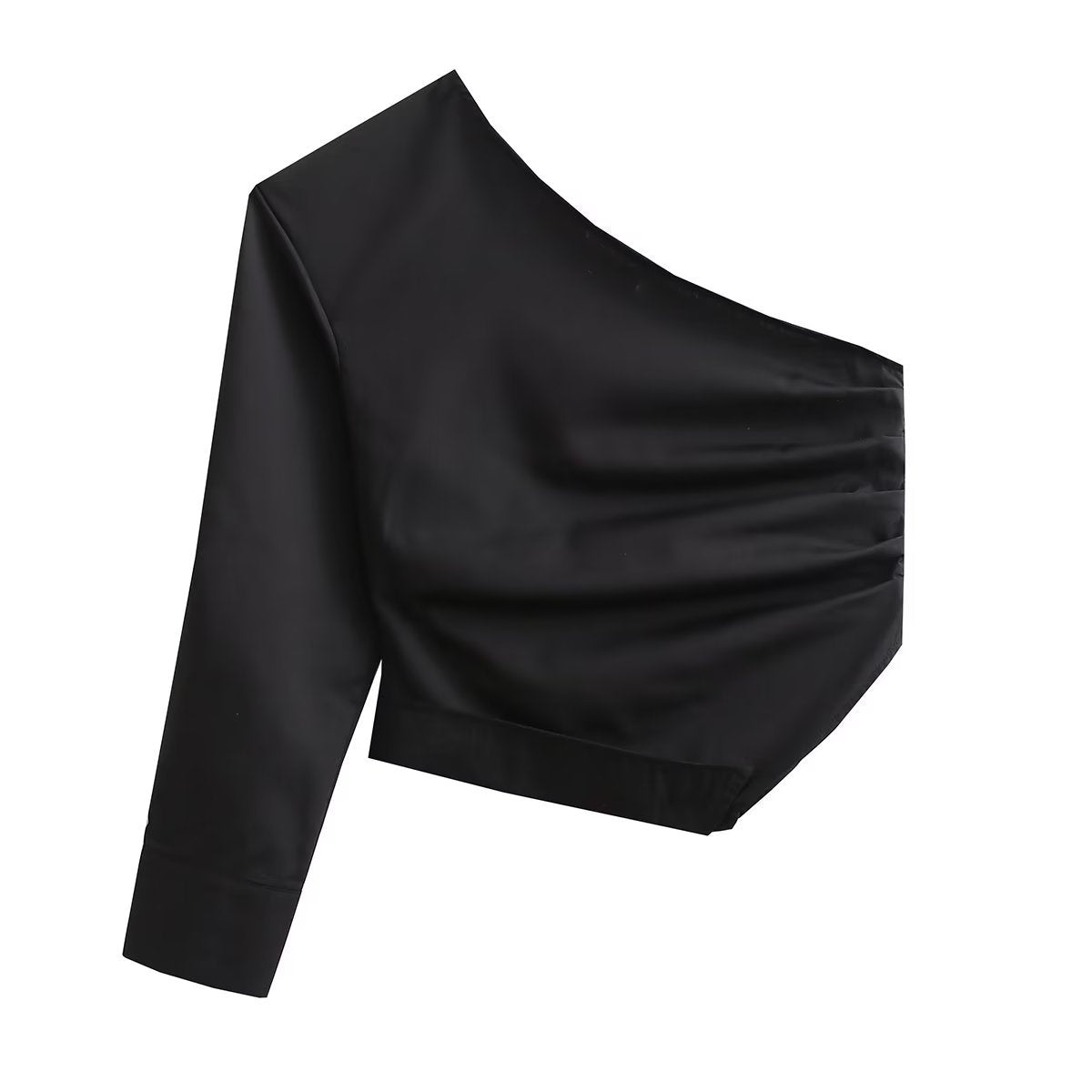 Festtoppar Dam Rüschentop Slim Fit Polyester med Asymmetrisk Krage-5
