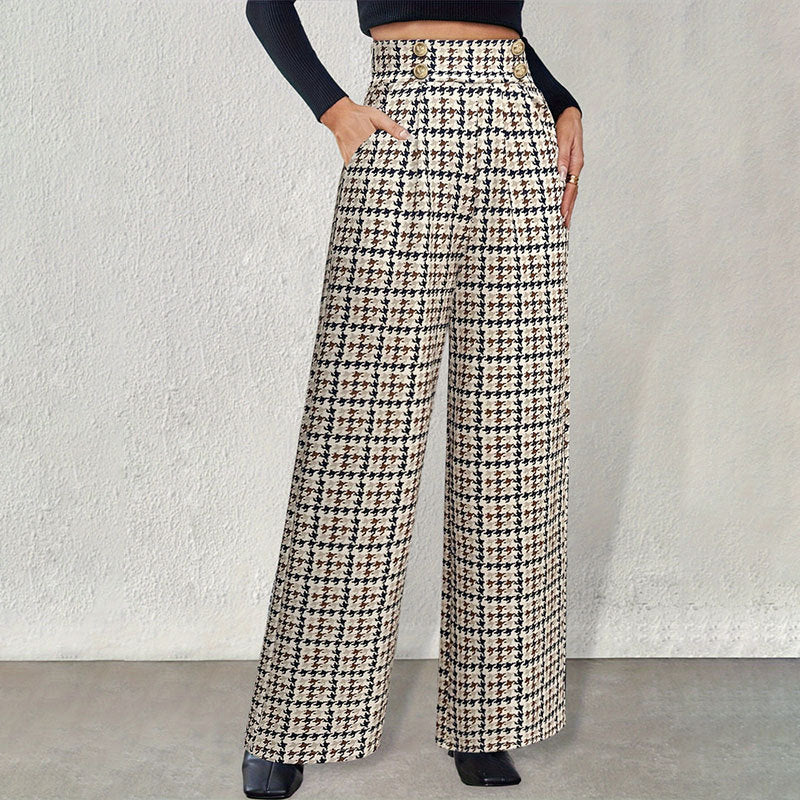 Kvinnors Palazzo Byxor Högmidjade Flödande Design i Hållbart Material 3