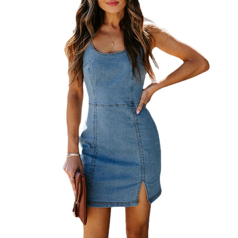 Variant image for Damklänning Bodycon U-Hals Denim Midi-5