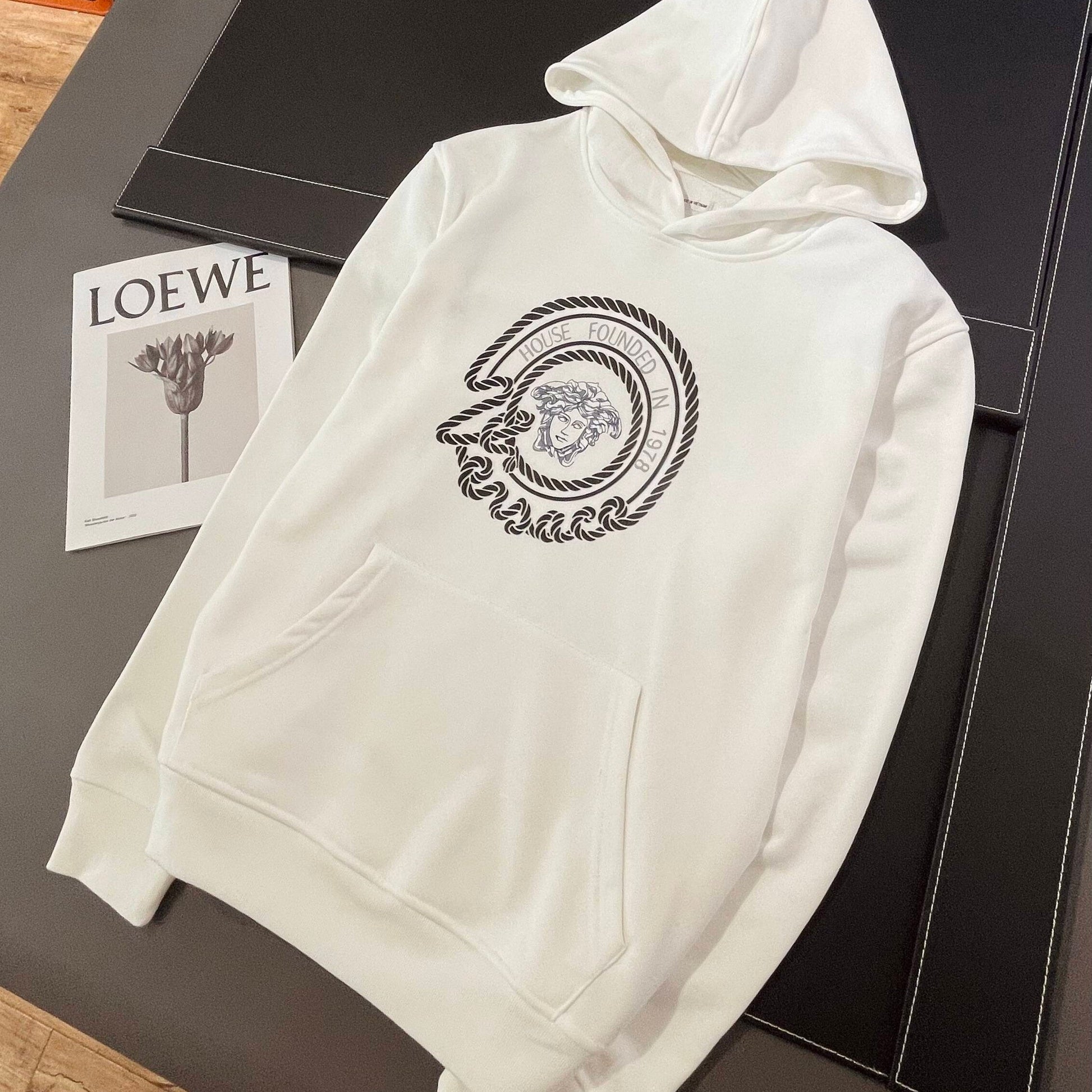 Dam Hoodie Överdimensionerad Bomull Polyester-3