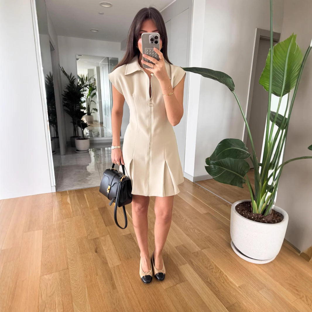 Kort A-linje Klänning Dam med Dragkedja – Kort Svart Sommarklänning i Polyester 6