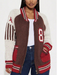 Variant image for Dam Tröja V-Hals Långärmad Bomull Avslappnad Stil-10