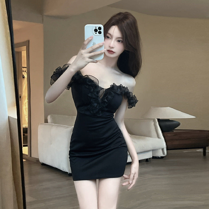 Kvinnors Bodycon Klänning Axelfri Mini Polyester Elastan 6