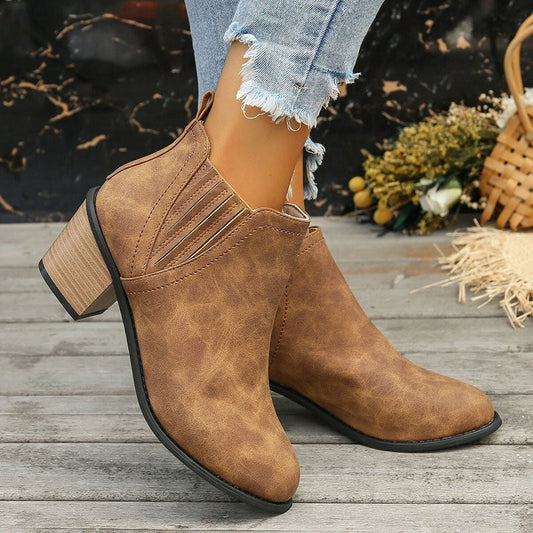 Damfotledsskor Chunky Klackar Vintage Stil PU-1