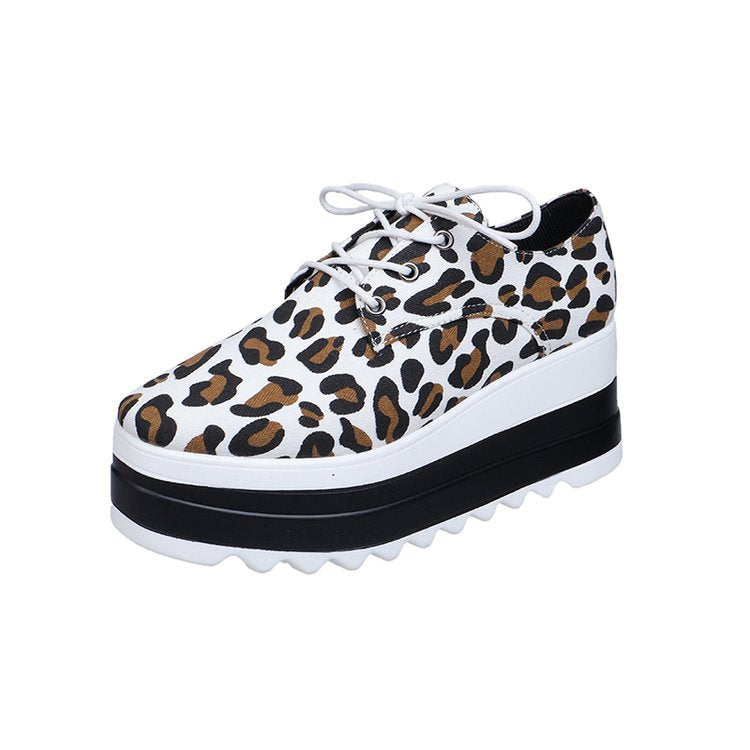 Variant image for Kvinnors Platå Sneakers Leopardmönster Andningsbart Material-4