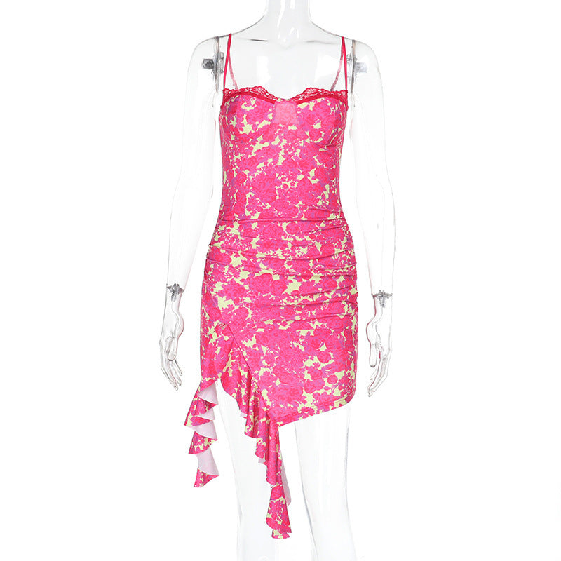 Kvinnors Miniklänning Asymmetrisk Snitt Rüsch Detaljer Högkvalitativt Tyg 1