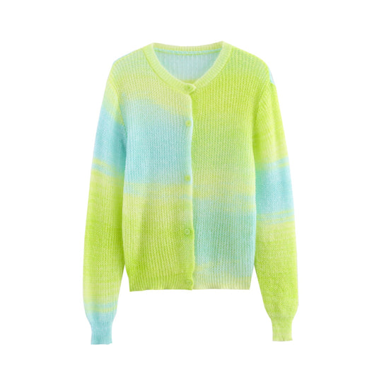 Kvinnors Cardigan FĂ€rggradient Mjuk Material-1