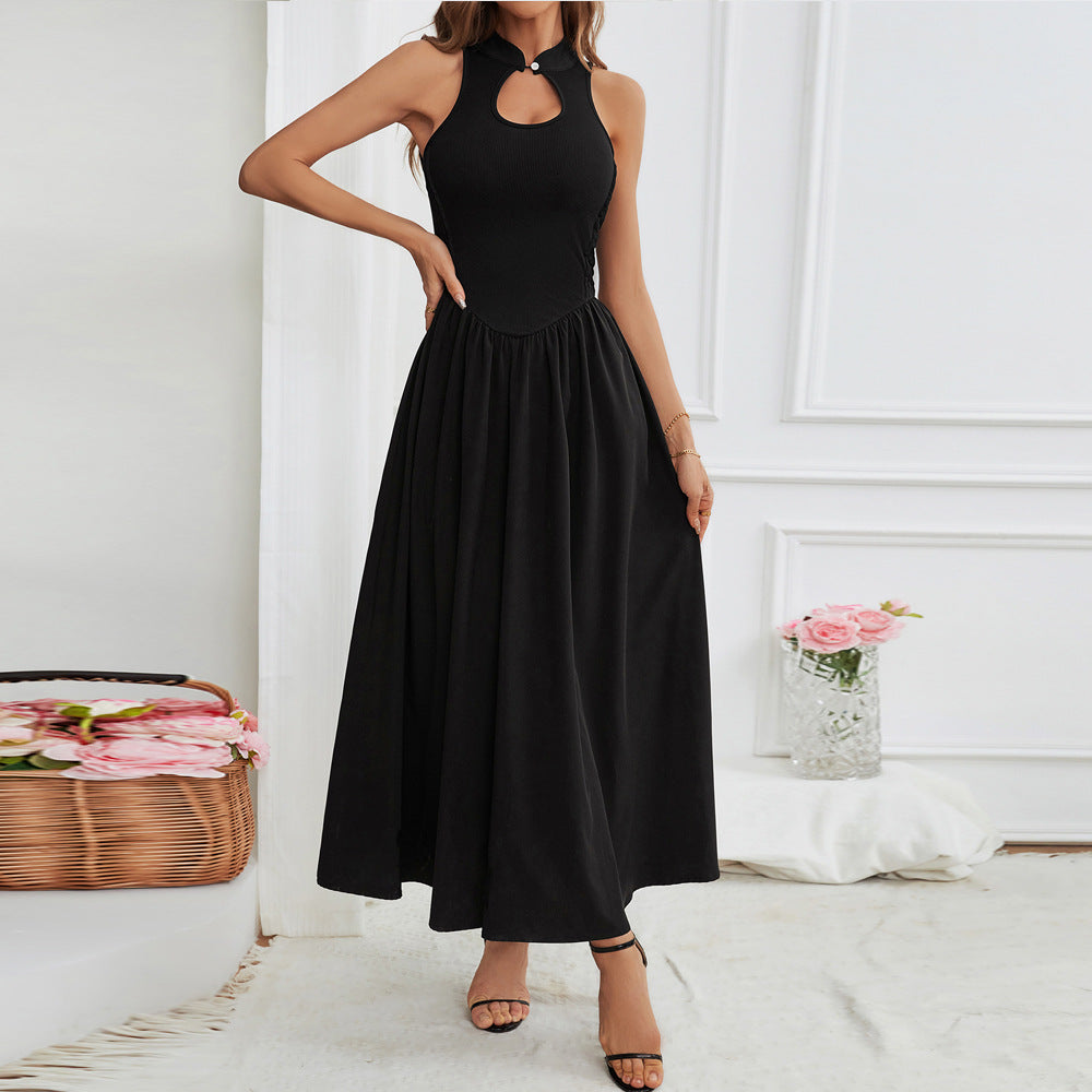 Dam A-linjeklänning Utan Ärmar Polyester för Sommar och Fest-2