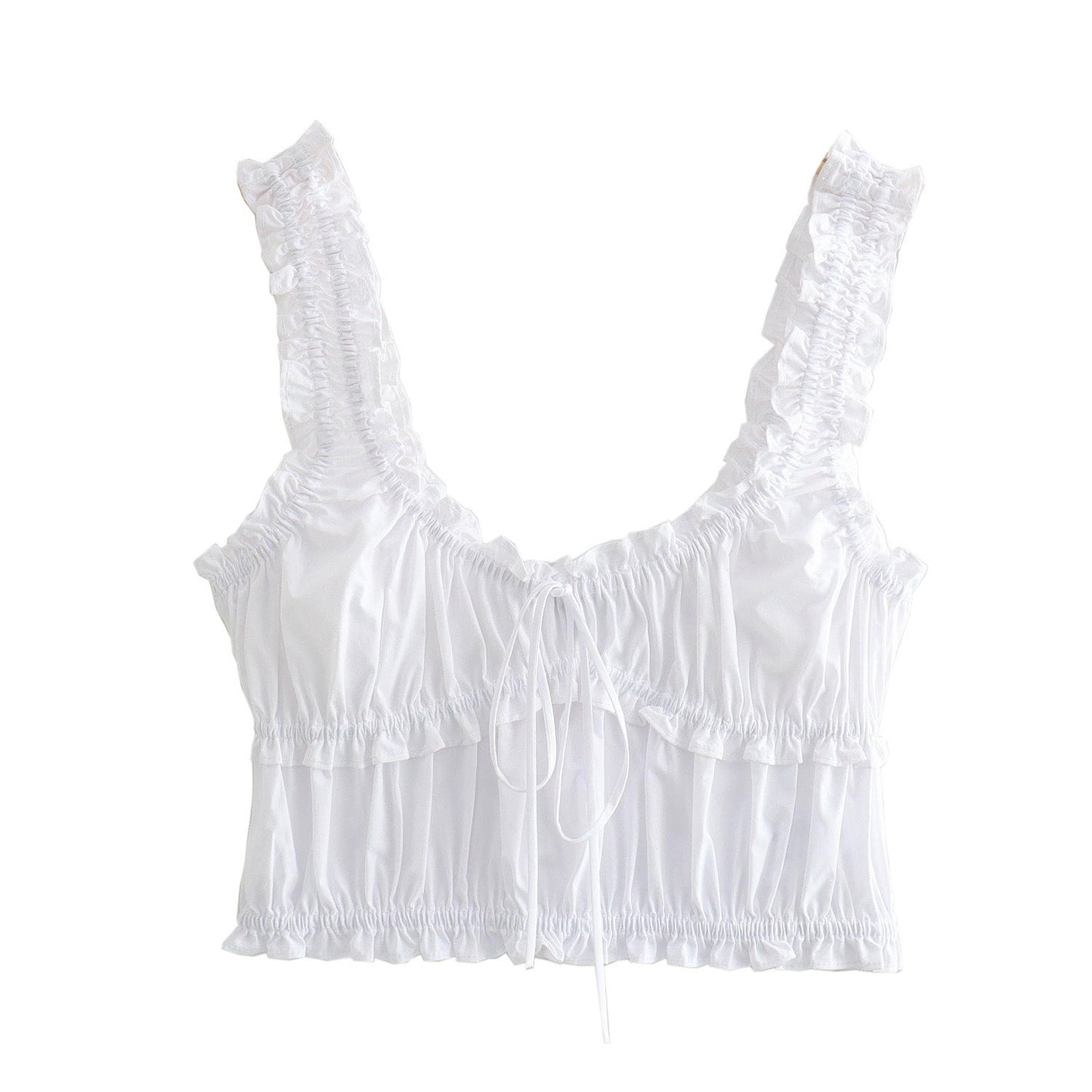 Festtoppar Dam Rynkad Polyester Trendig Spaghetti Top-1