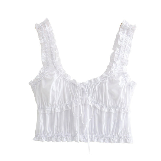 Festtoppar Dam Rynkad Polyester Trendig Spaghetti Top-1