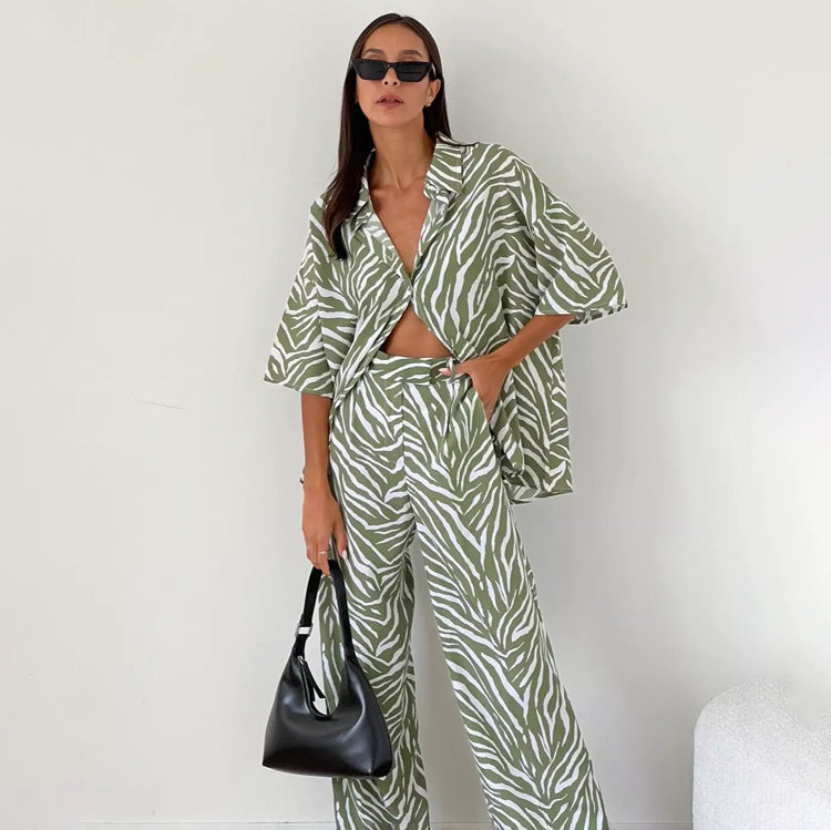 Variant image for Kostym Set Dam Zebra Randig Polyester med Halva Ärmar-4