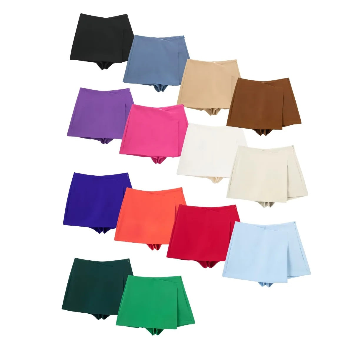 Dam Bermuda Shorts Asymmetrisk Smal Fit Lätt Material-2