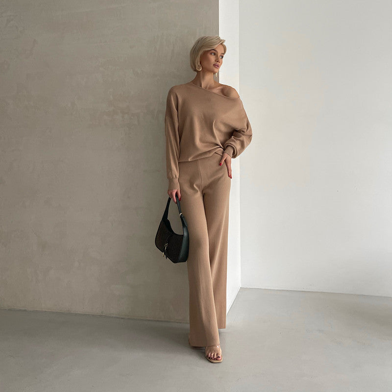 Dam Byxset Slim Fit Akryl Koreansk Stil-5