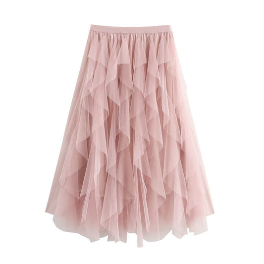 Kjol Dam LÄngkjol Ruffles Polyester MidilÀngd-1