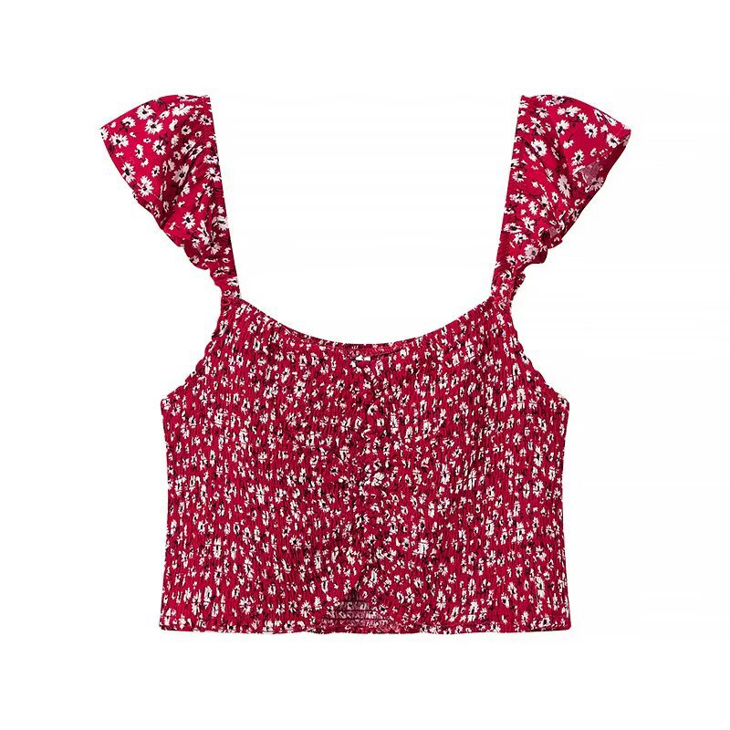 Blommig Damuppsättning med Crop Top och Midi Kjol – Andningsbart Tyg, Elastiskt Midjeband, Perfekt för Sommarutflykter 2