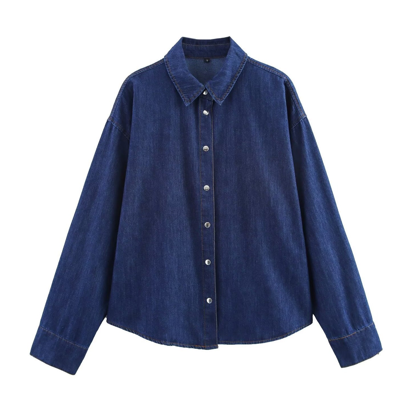 Dam Skjorta Långärmad Avslappnad Denim-1