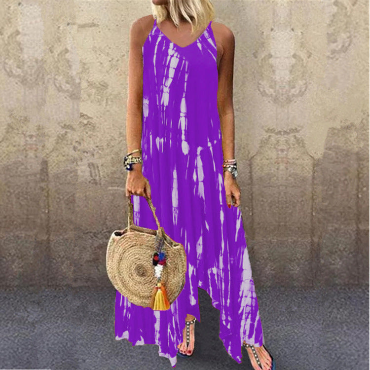 Fina Dam Klänningar Lång Ärmar Tryckt Tie-Dye Bomull Polyester 14